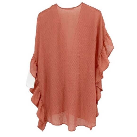 Fortune Swimwear Lucie Ruffle Kimono Cover Up In Dark Blush - Picture 4 of 6